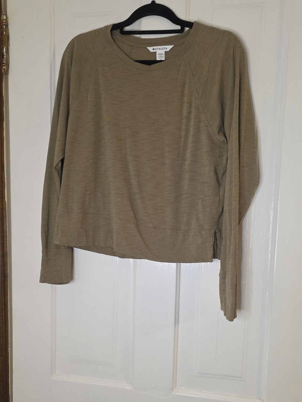 Athleta Olive Green Long-Sleeve Crew Sweatshirt